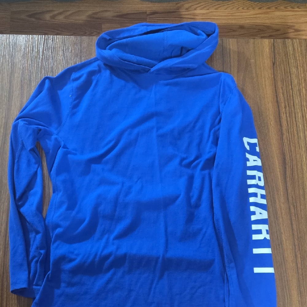 Carhartt Royal Blue Hooded Long Sleeve Tee with Sleeve Logo